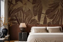 Obraz: Tropikalne liście w ciemnych kolorach