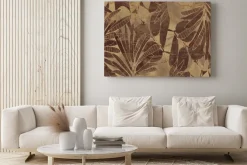Obraz: Tropikalne liście w ciemnych kolorach