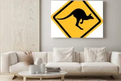 Obraz: Żółty znak z kangurem