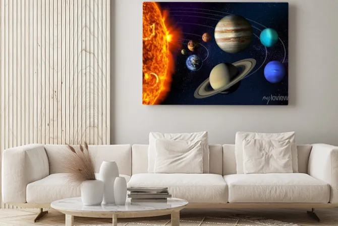 Obraz: Układ słoneczny z orbitami i planetami realistyczna grafika