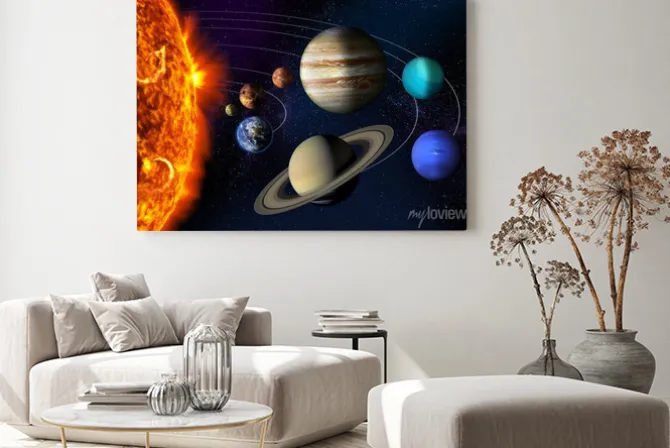 Obraz: Układ słoneczny z orbitami i planetami realistyczna grafika