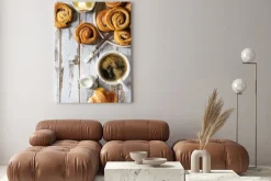 Obraz: Variety of homemade puff pastry buns cinnamon rolls and croissant