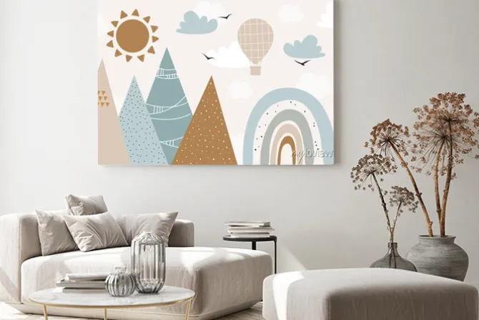 Obraz: Vector hand drawn modern design of kids mountains. mountains