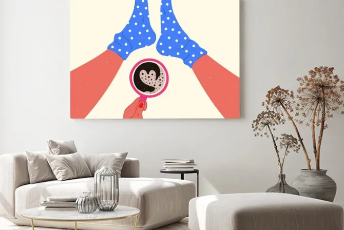 Obraz: Vector illustration with female hand holding mug with coffee