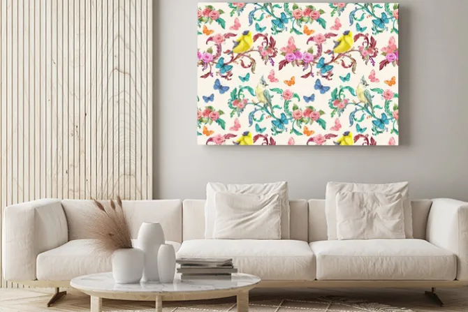 Obraz: Vintage bezszwowych tekstur z fantazyjnych kwiatów i ptaków.