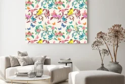 Obraz: Vintage bezszwowych tekstur z fantazyjnych kwiatów i ptaków.