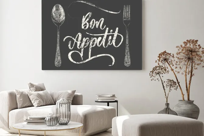 Obraz: Vintage chalkboard bon appetit poster . vector illustration.