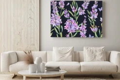 Obraz: Watercolor lavender flowers natural seamless pattern in vintage