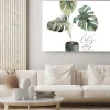 Obraz: Watercolor lets stay home card with monstera. isolation during