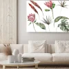 Obraz: Watercolor tropical set with protea and palm leaves. hand painted