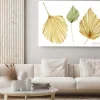 Obraz: Watercolor tropical floral set. glomour golden color leaves in
