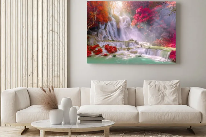 Obraz: Waterfall in rain forest (tat kuang si waterfalls at luang prabang,