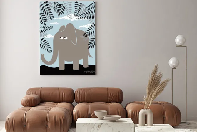 Obraz: Wektor tła z liści i słonia