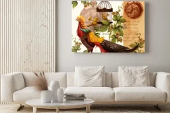 Obraz: Wektorowa cyfrowa akwarela ilustracja z florence lwem i bażantem