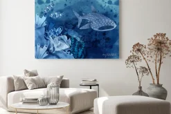 Obraz: Whale shark with the scene of under ocean coral reef area in