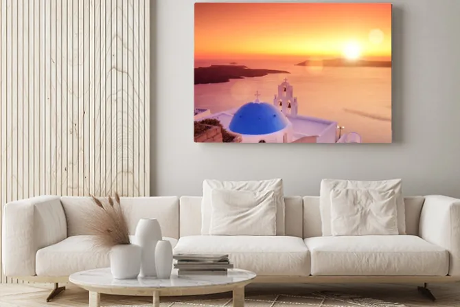 Obraz: Widok z kopuły św spirou w fira na santorini