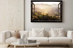 Obraz: Widok z okna na słoneczny krajobraz