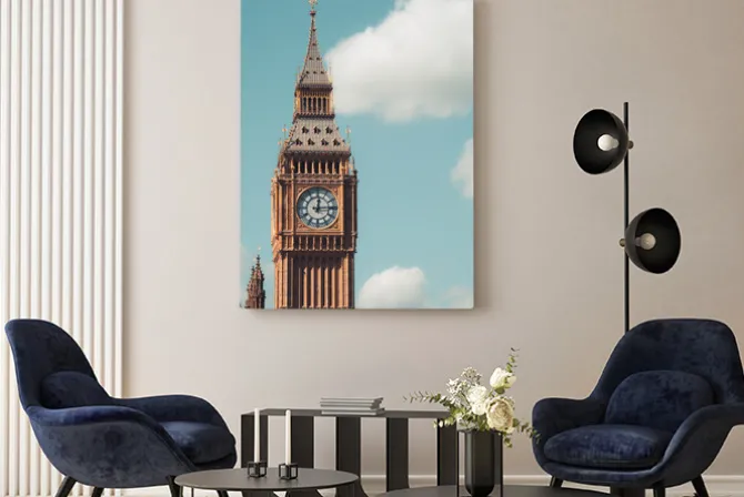 Obraz: Wieża zegarowa big ben w londynie na tle nieba