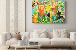 Obraz: Wild animals in colorful african jungle design for kids. vibrant