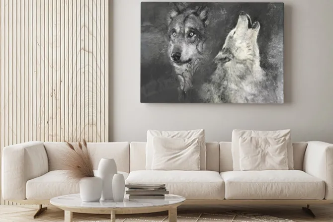 Obraz: Wilki wyjące do księżyca
