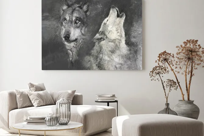 Obraz: Wilki wyjące do księżyca