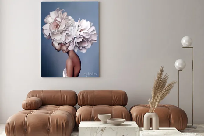 Obraz: Woman with pink flowers