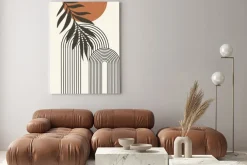 Obraz: Wzór w stylu boho z łukami i liśćmi