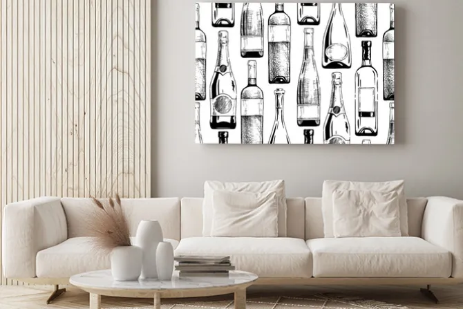 Obraz: Wzór z butelkami wina i szampana