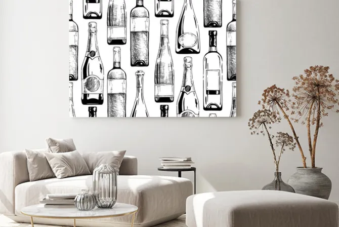 Obraz: Wzór z butelkami wina i szampana