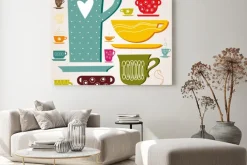Obraz: Wzór z kolorowymi filiżankami