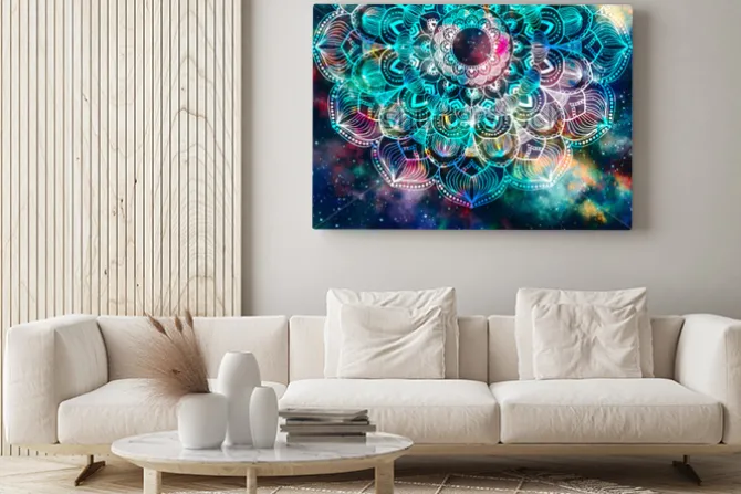 Obraz: Z gwiazdami polem i kolorowy galaxy tło, akwareli sztuki cyfrowy