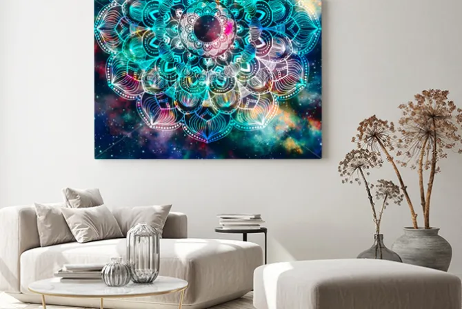 Obraz: Z gwiazdami polem i kolorowy galaxy tło, akwareli sztuki cyfrowy