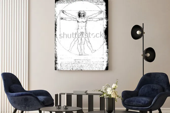 Obraz: Zdjęcie człowieka witruwiańskiego leonarda da vinci z 1492 roku