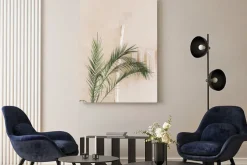 Obraz: Zielone liście palmowe w stylu boho na jasnym tle