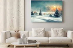 Obraz: Zimowy pejzaż z choinkami