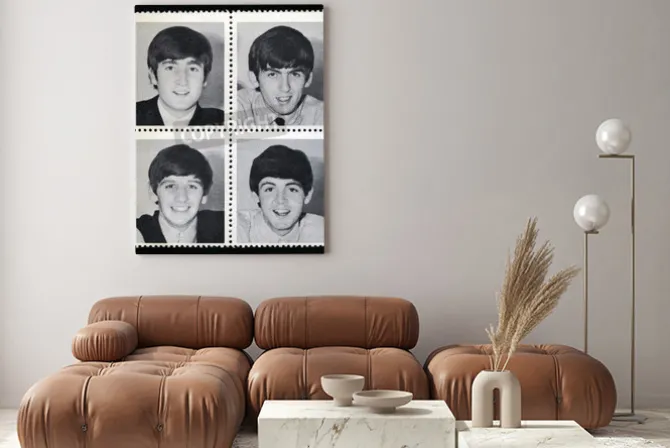 Obraz: Znaczki pocztowe z portretami the beatles