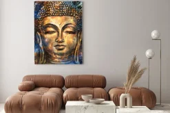 Obraz: Złoty budda z niebieskimi zdobieniami