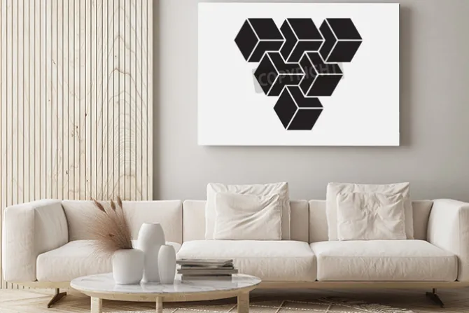 Obraz: Złudzenie optyczne, kostki, element geometryczny, ilustracji