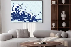 Plakat: 海 毛筆 水色