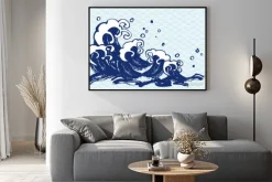 Plakat: 海 毛筆 水色