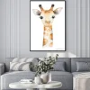 Plakat: A poster with a baby giraffe. watercolor cartoon giraffetropical