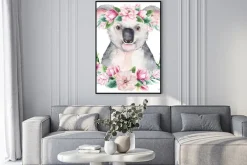 Plakat: A poster with a koala. watercolor cartoon koala tropical animal