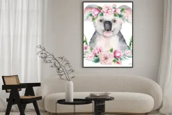 Plakat: A poster with a koala. watercolor cartoon koala tropical animal