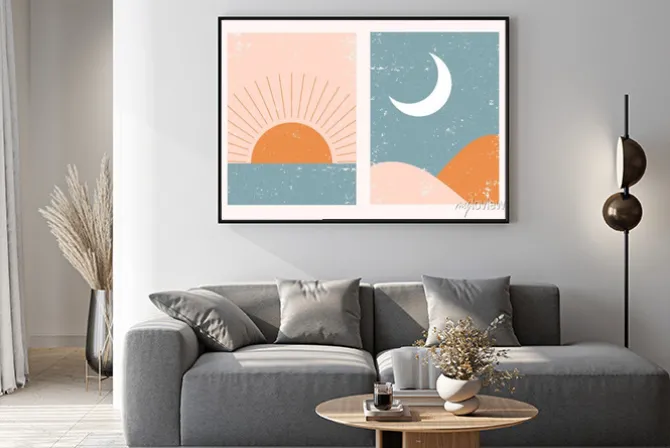 Plakat: Abstract contemporary aesthetic background landscape set with