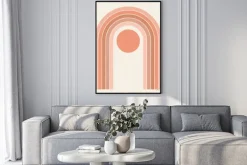 Plakat: Abstract contemporary aesthetic background with sun and geometric