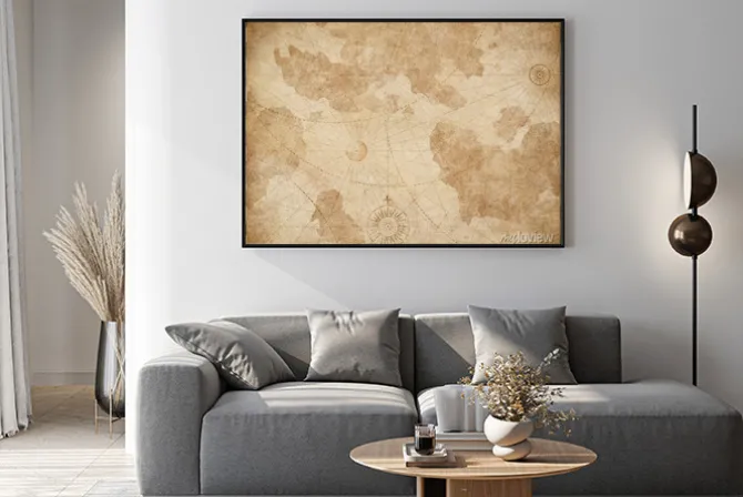 Plakat: Abstract old nautical vintage map background