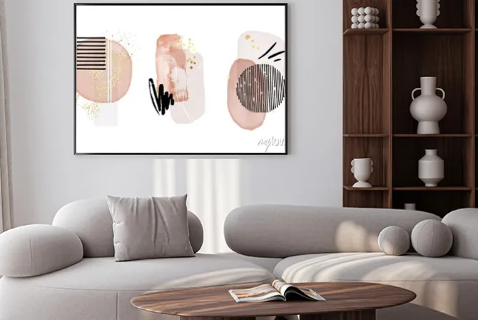 Plakat: Abstract painting, pink art, modern pastel watercolor paint,