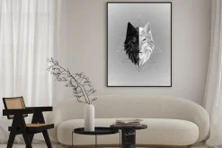 Plakat: Abstract polygonal wolf head design
