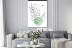 Plakat: Abstract poster background minimal shapes, watercolor tropical