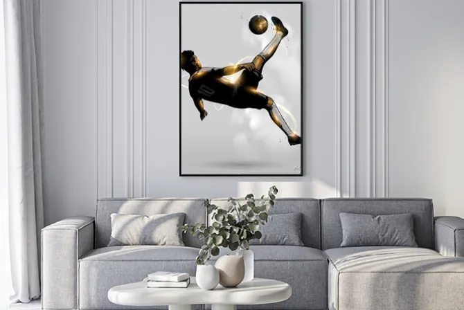 Plakat: Abstract soccer overhead kick